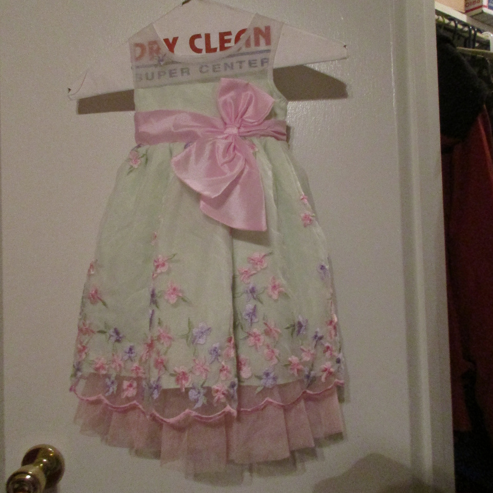 Jona Michelle girls 2T green & pink floral dress